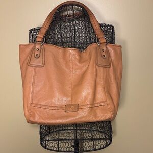 The Sak Tan Leather Oversized Shoulder Bag